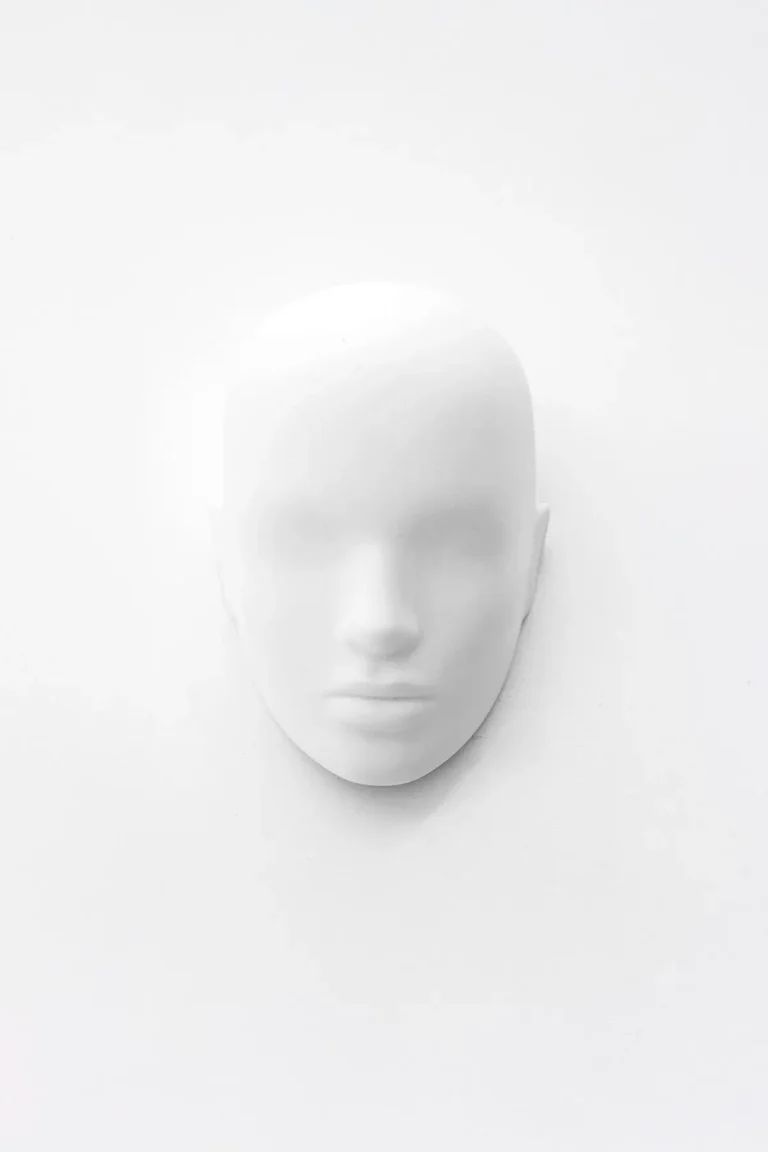 View from above on one sculpture, looking like a female head, from the project "Femicide" of the Visual Artist Irena Pejčić.